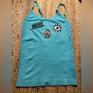 Kids Blue Tank Top with Fun Patches